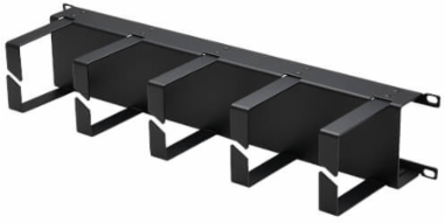 Horizontal Cable Manager, Metal Rings, 2U, Black