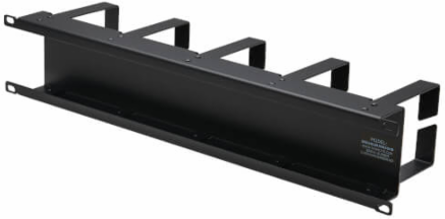 Horizontal Cable Manager, Metal Rings, 2U, Black