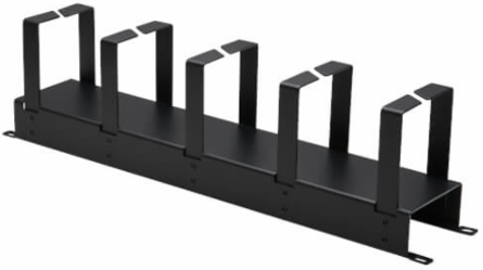 Horizontal Cable Manager, Metal Rings, 2U, Black