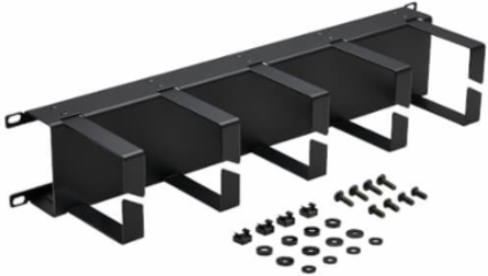 Horizontal Cable Manager, Metal Rings, 2U, Black