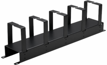 Horizontal Cable Manager, Metal Rings, 2U, Black