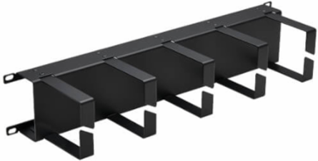 Horizontal Cable Manager, Metal Rings, 2U, Black