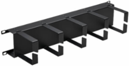 Horizontal Cable Manager, Metal Rings, 2U, Black
