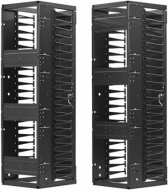 High-Capacity Vertical Cable Manager - Deep Double Finger Duct with Cover, Single Sided, 12 in. Wide, Black, 7 ft. (2.2 m)