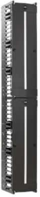 High-Capacity Vertical Cable Manager - Deep Double Finger Duct with Cover, Single Sided, 12 in. Wide, Black, 7 ft. (2.2 m)