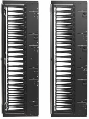 High-Capacity Vertical Cable Manager - Deep Double Finger Duct with Cover, Single Sided, 12 in. Wide, Black, 7 ft. (2.2 m)