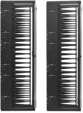 High-Capacity Vertical Cable Manager - Deep Double Finger Duct with Cover, Single Sided, 12 in. Wide, Black, 7 ft. (2.2 m)