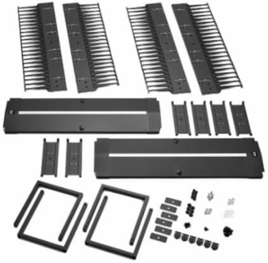 High-Capacity Vertical Cable Manager - Deep Double Finger Duct with Cover, Single Sided, 12 in. Wide, Black, 7 ft. (2.2 m)