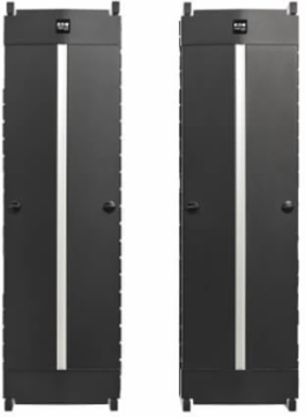 High-Capacity Vertical Cable Manager - Deep Double Finger Duct with Cover, Single Sided, 12 in. Wide, Black, 7 ft. (2.2 m)
