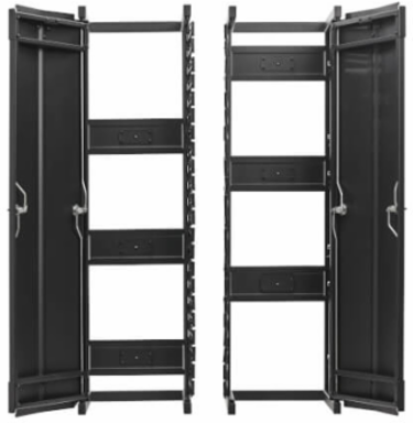 High-Capacity Vertical Cable Manager - Deep Double Finger Duct with Cover, Single Sided, 12 in. Wide, Black, 7 ft. (2.2 m)