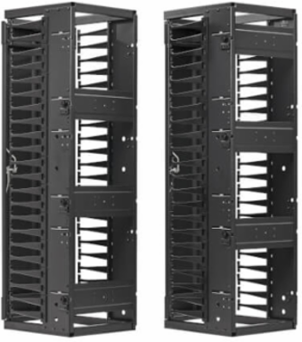 High-Capacity Vertical Cable Manager - Deep Double Finger Duct with Cover, Single Sided, 12 in. Wide, Black, 7 ft. (2.2 m)