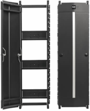 High-Capacity Vertical Cable Manager - Deep Double Finger Duct with Cover, Single Sided, 12 in. Wide, Black, 7 ft. (2.2 m)
