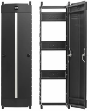 High-Capacity Vertical Cable Manager - Deep Double Finger Duct with Cover, Single Sided, 12 in. Wide, Black, 7 ft. (2.2 m)