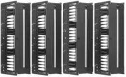 High-Capacity Vertical Cable Manager - Deep Double Finger Duct with Cover, Double Sided, 12 in. Wide, Black, 7 ft. (2.2 m)