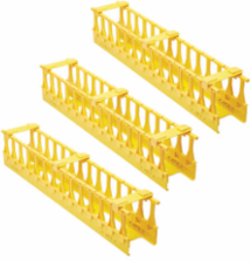 High-Capacity Vertical Cable Manager, Double Finger Duct, Yellow, 6 ft