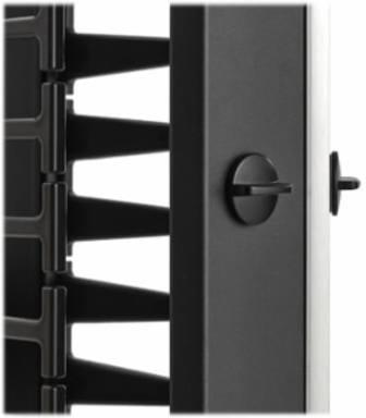High-Capacity Vertical Cable Manager - Deep Double Finger Duct with Cover, Single Sided, 6 in. Wide, Black, 7 ft. (2.2 m)