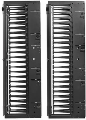 High-Capacity Vertical Cable Manager - Deep Double Finger Duct with Cover, Single Sided, 6 in. Wide, Black, 7 ft. (2.2 m)
