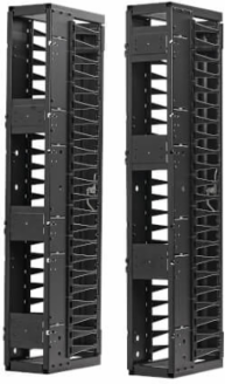 High-Capacity Vertical Cable Manager - Deep Double Finger Duct with Cover, Single Sided, 6 in. Wide, Black, 7 ft. (2.2 m)