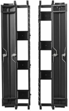 High-Capacity Vertical Cable Manager - Deep Double Finger Duct with Cover, Single Sided, 6 in. Wide, Black, 7 ft. (2.2 m)
