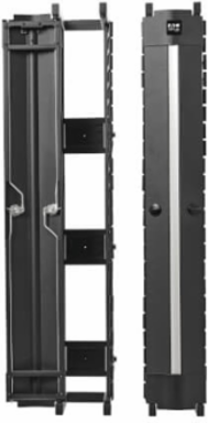 High-Capacity Vertical Cable Manager - Deep Double Finger Duct with Cover, Single Sided, 6 in. Wide, Black, 7 ft. (2.2 m)