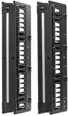 High-Capacity Vertical Cable Manager - Deep Double Finger Duct with Cover, Single Sided, 6 in. Wide, Black, 7 ft. (2.2 m)
