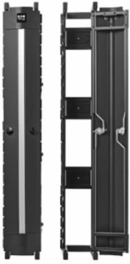 High-Capacity Vertical Cable Manager - Deep Double Finger Duct with Cover, Single Sided, 6 in. Wide, Black, 7 ft. (2.2 m)