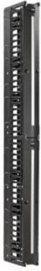 High-Capacity Vertical Cable Manager - Deep Double Finger Duct with Cover, Single Sided, 6 in. Wide, Black, 7 ft. (2.2 m)