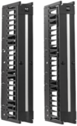 High-Capacity Vertical Cable Manager - Deep Double Finger Duct with Cover, Single Sided, 6 in. Wide, Black, 7 ft. (2.2 m)