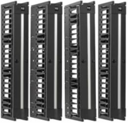 High-Capacity Vertical Cable Manager - Deep Double Finger Duct with Cover, Double Sided, 6 in. Wide, Black, 7 ft. (2.2 m)