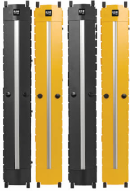 High-Capacity Vertical Cable Manager - Deep Double Finger Duct with Cover, Double Sided, 6 in. Wide, Yellow/Black, 7 ft. (2.2 m)