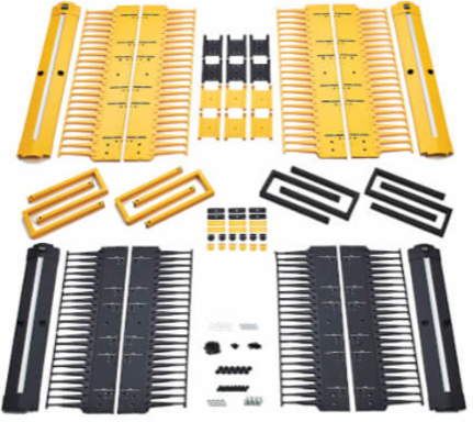 High-Capacity Vertical Cable Manager - Deep Double Finger Duct with Cover, Double Sided, 6 in. Wide, Yellow/Black, 7 ft. (2.2 m)