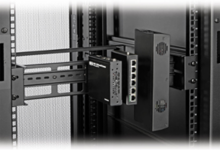 Adjustable DIN Rail Mount Kit, 2U Size, 40 lb Capacity, Cold-Rolled Steel