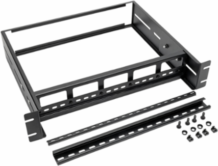 Adjustable DIN Rail Mount Kit, 2U Size, 40 lb Capacity, Cold-Rolled Steel