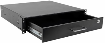2U Locking Rack-Mount Storage Drawer, Max Load 50 lb, Steel Construction