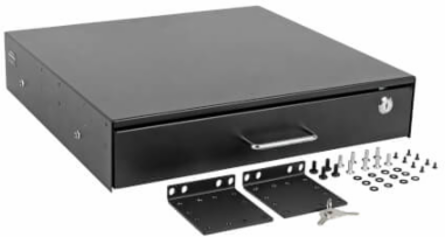 2U Locking Rack-Mount Storage Drawer, Max Load 50 lb, Steel Construction