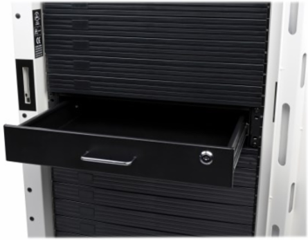 2U Locking Rack-Mount Storage Drawer, Max Load 50 lb, Steel Construction