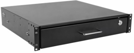 2U Locking Rack-Mount Storage Drawer, Max Load 50 lb, Steel Construction