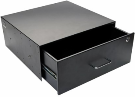 4U Locking Rack-Mount Storage Drawer, 50 lb Capacity, Cold-Rolled Steel