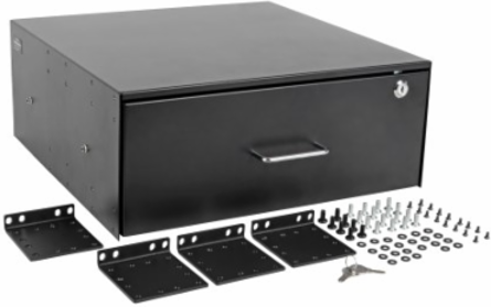 4U Locking Rack-Mount Storage Drawer, 50 lb Capacity, Cold-Rolled Steel
