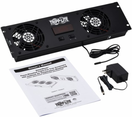 Blanking Panel with Digital Temperature Sensor and 2 12VDC Extra-Quiet Fans, LCD, 3U