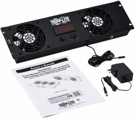 Blanking Panel with Digital Temperature Sensor and 2 12VDC High-Performance Fans, LCD, 3U