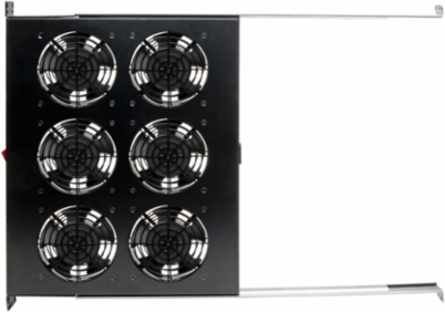 1U 19 Inch Rack Fan Tray, 6 High-Performance Fans, 576 CFM