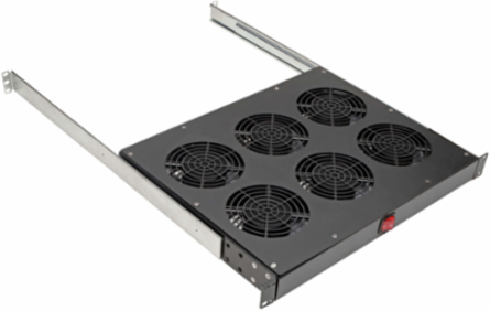 1U 19 Inch Rack Fan Tray, 6 High-Performance Fans, 576 CFM