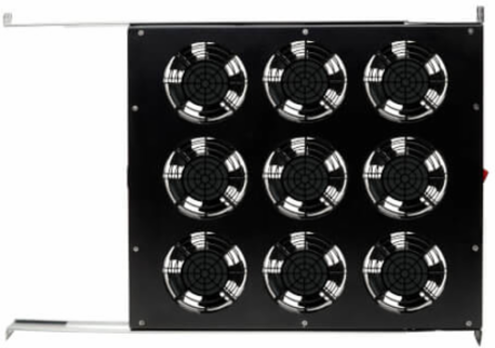 1U Fan Tray for 19 Inch Racks, 9 Fans, 864 CFM, 120V AC