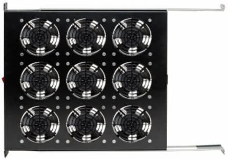 1U Fan Tray for 19 Inch Racks, 9 Fans, 864 CFM, 120V AC