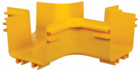 Horizontal 4-Way Junction, Fiber Routing System, 120 mm (5 in), Yellow