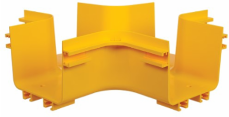 Horizontal 4-Way Junction, Fiber Routing System, 120 mm (5 in), Yellow