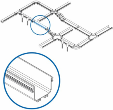 Straight Channel Section, Fiber Routing System, 120 x 120 x 1830 mm (5 x 5 x 72 in), Yellow