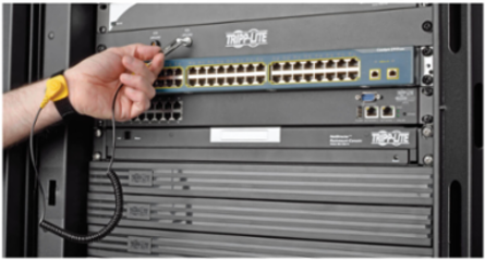 1U ESD Grounding Panel for 19 Inch Racks with 48 Inch Ground Wires