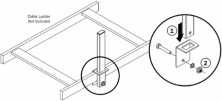 Cable Retaining Post 1.5 Inch for Ladder Systems - Includes Brackets & Hardware